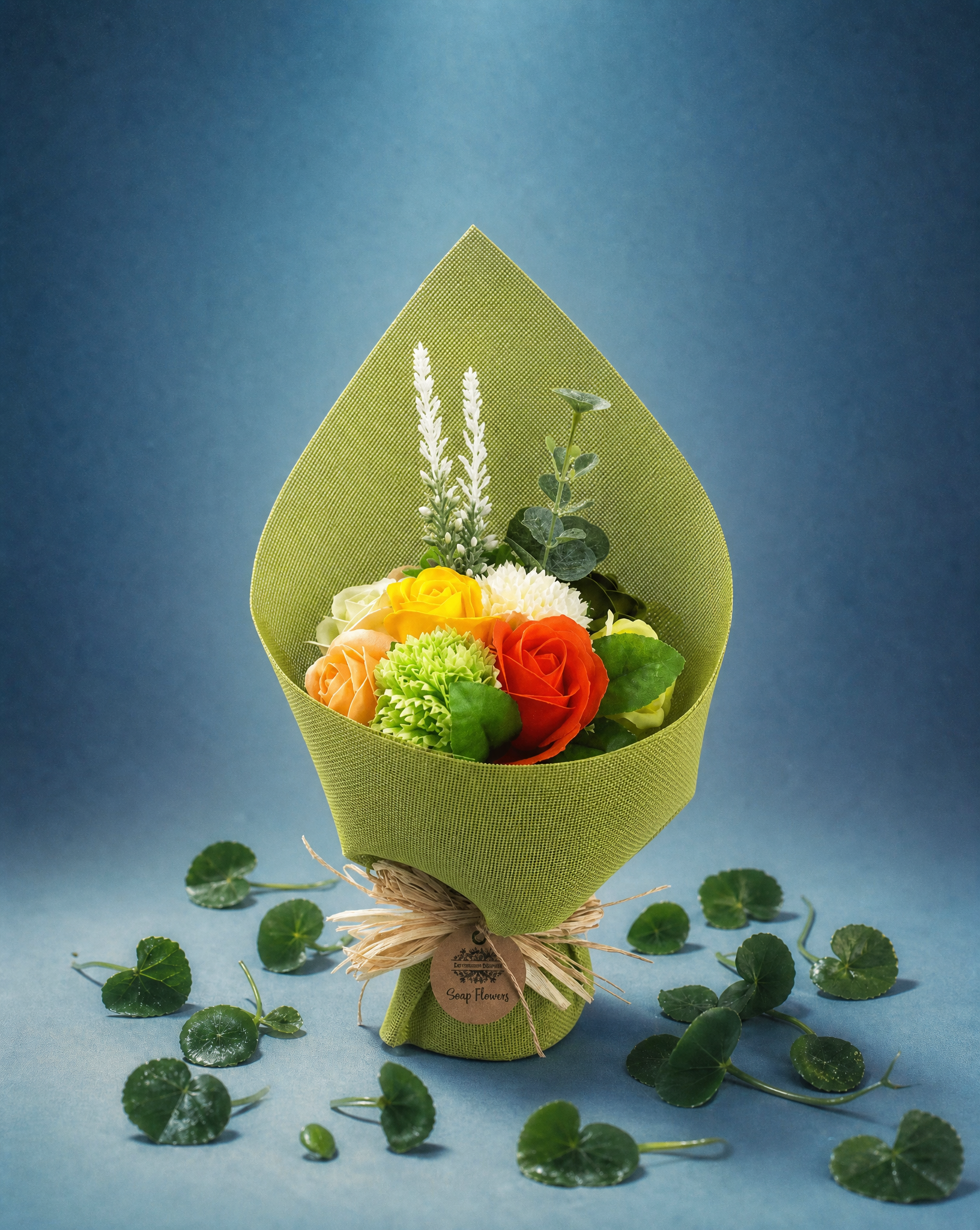 Standing Soap Flower Bouquet - Green Yellow