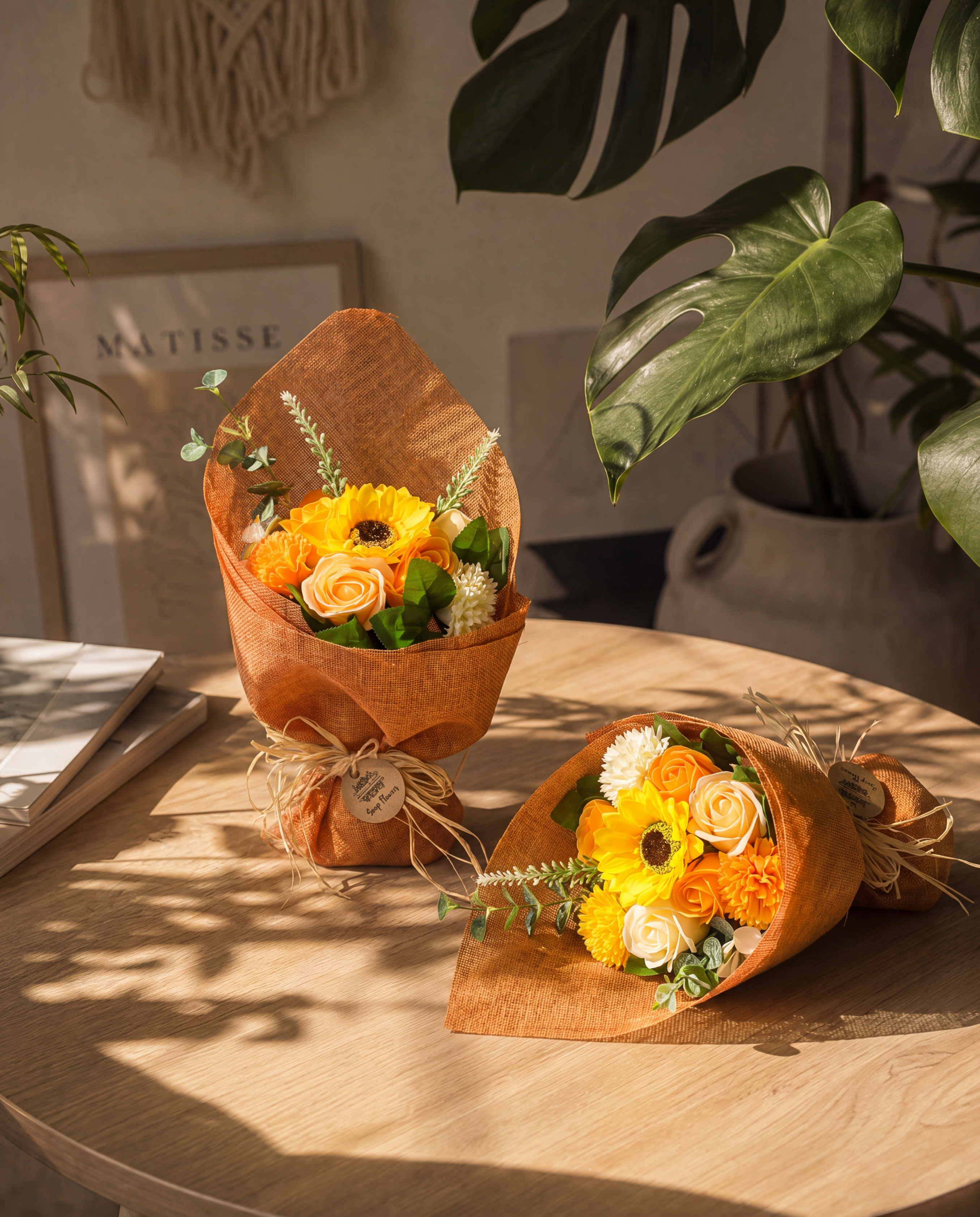 Standing Soap Flower Bouquet - Orange