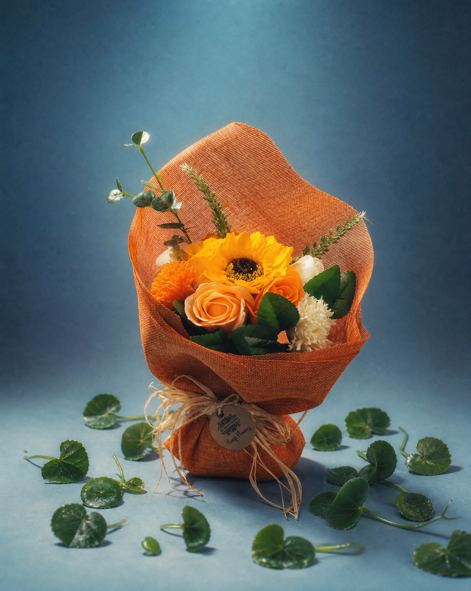 Standing Soap Flower Bouquet - Orange