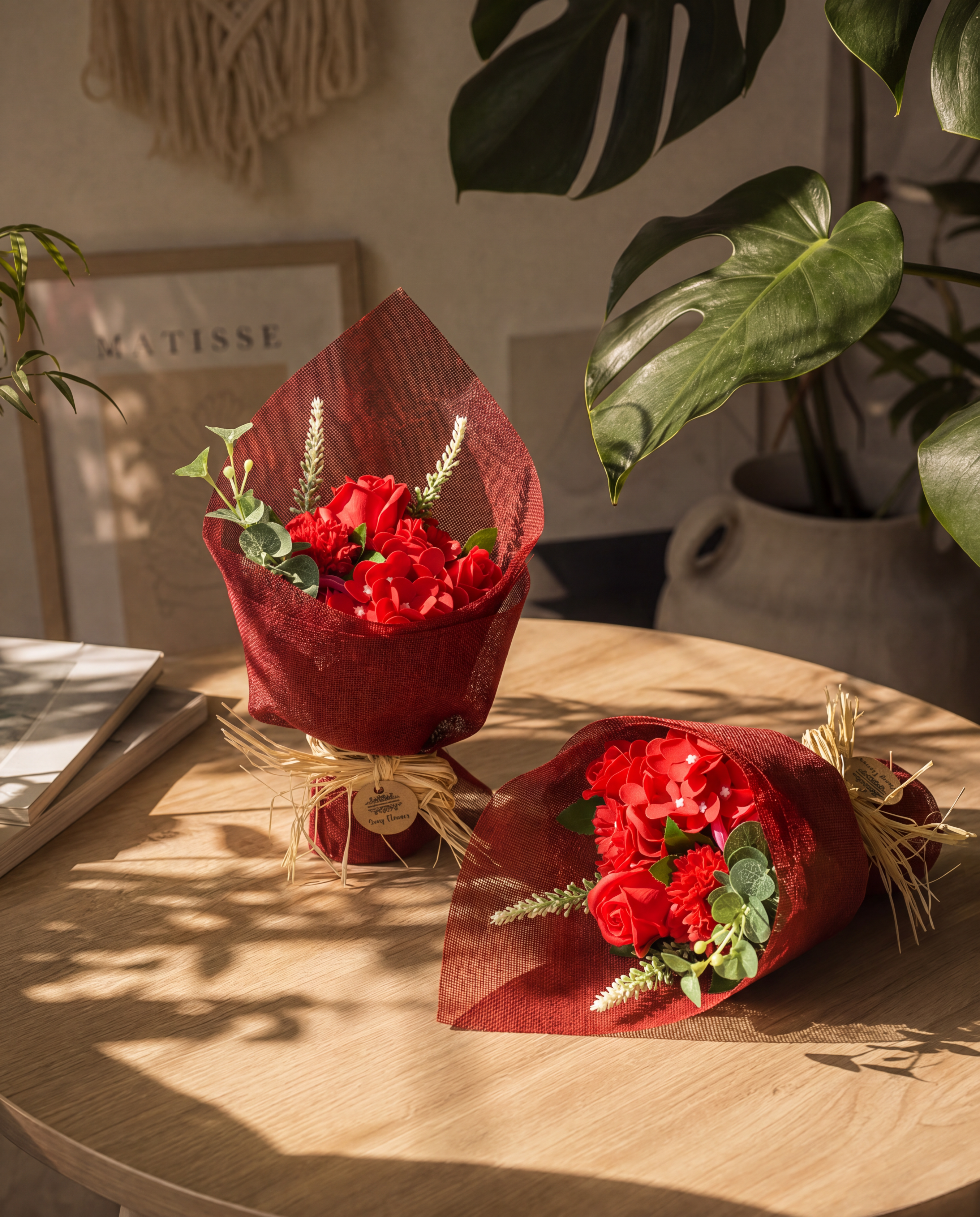 Standing Soap Flower Bouquet - Red