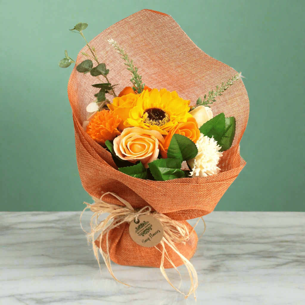 Standing Soap Flower Bouquet - Orange
