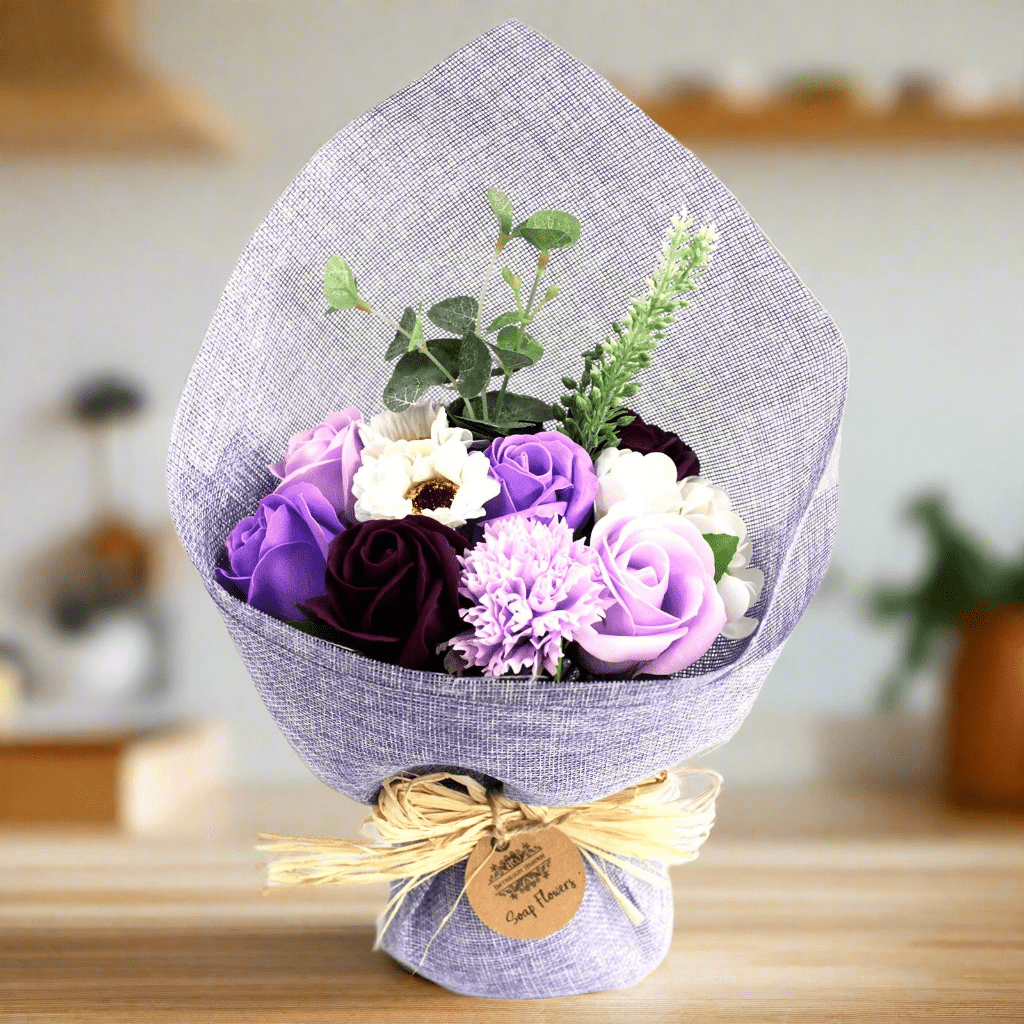 Standing Soap Flower Bouquet - Purple