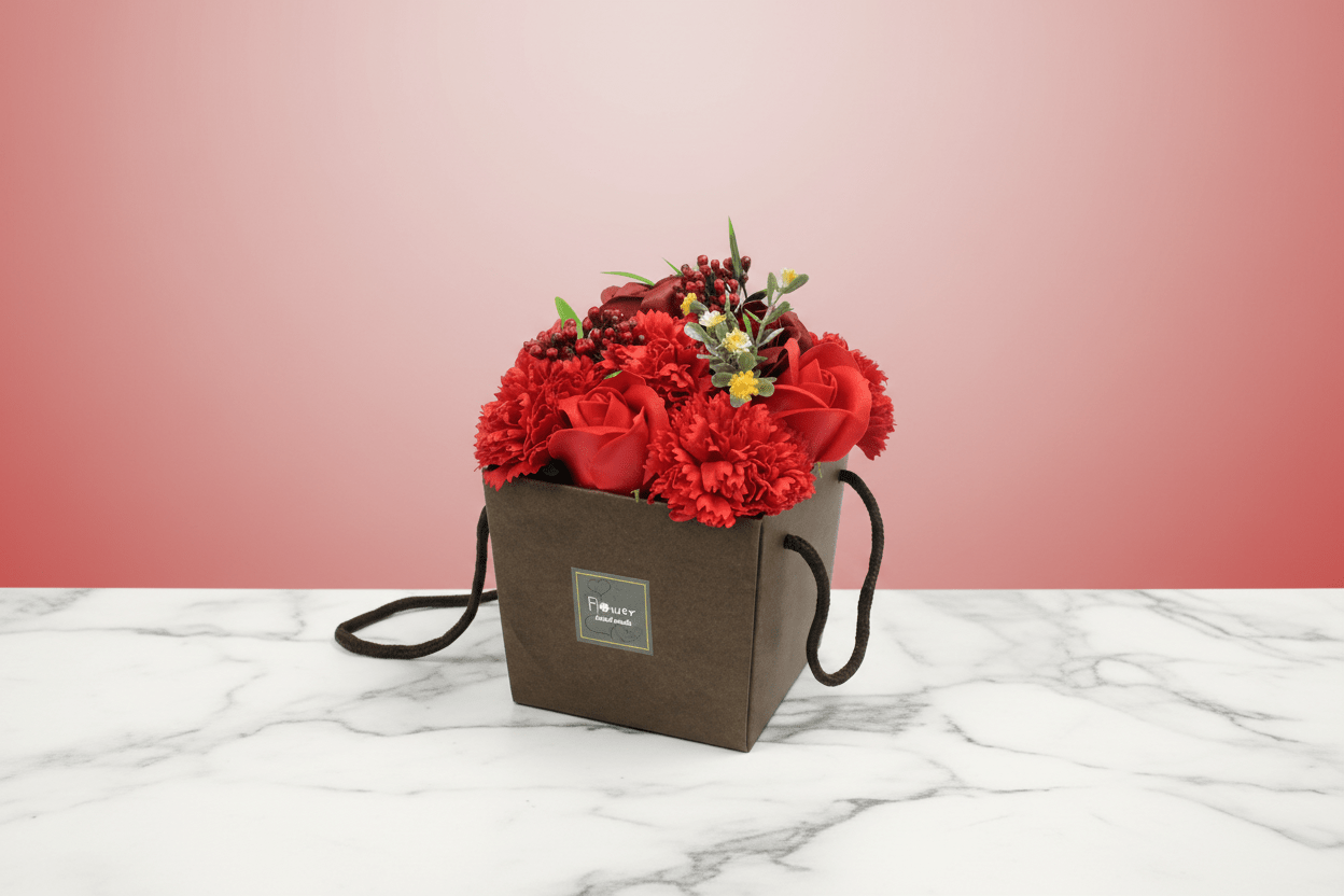 Soap Flower Bouquet - Red Rose & Carnation