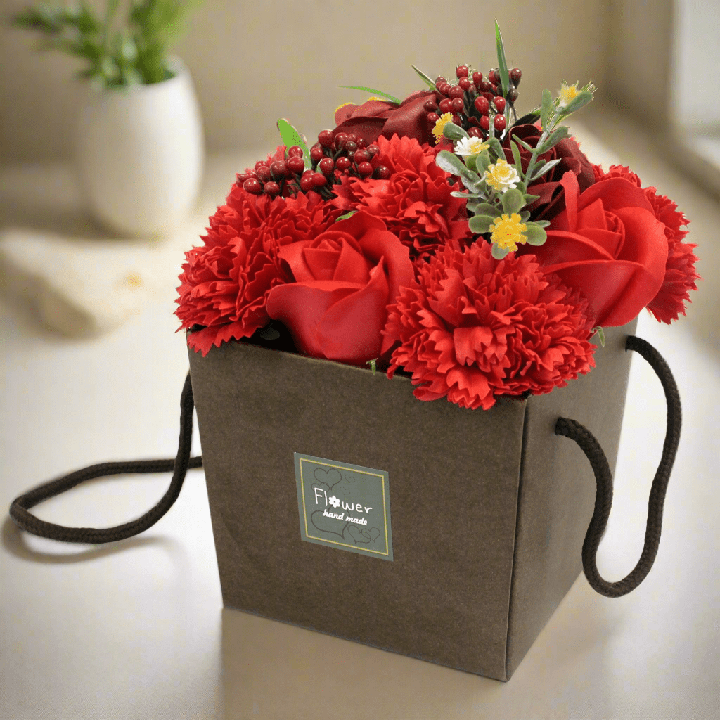 Soap Flower Bouquet - Red Rose & Carnation